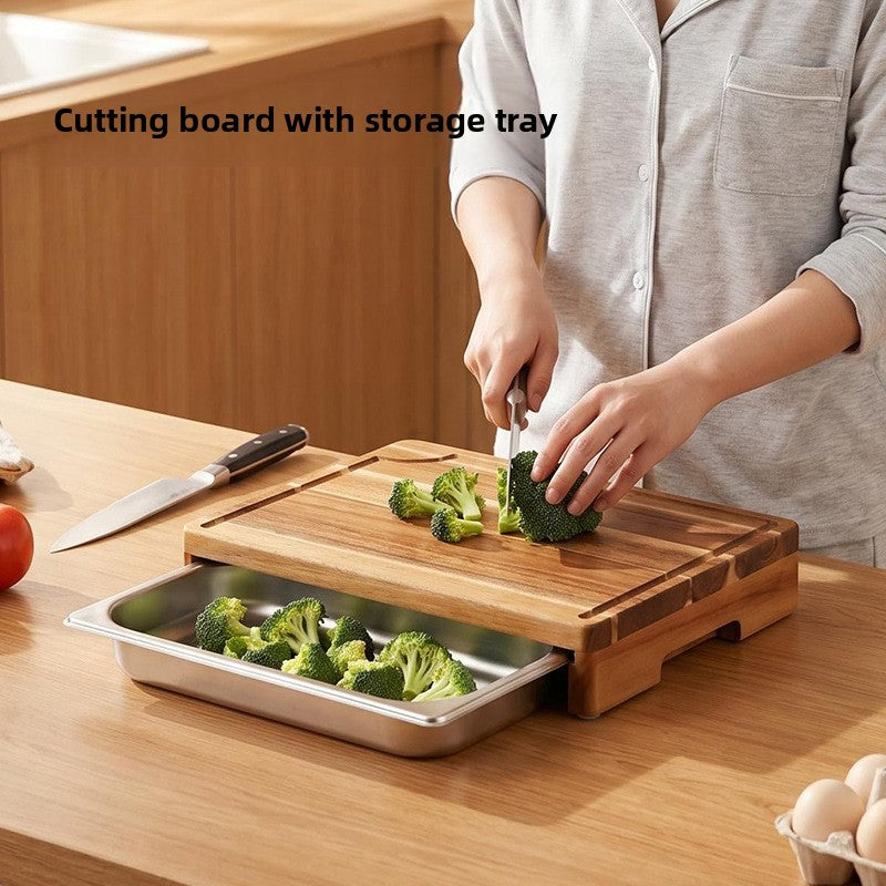 Wood Mosaic Cutting Board with Drawer