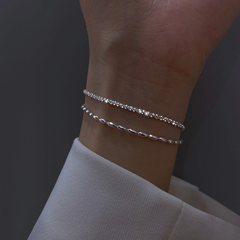 Rice Grain Double-Layer Sparkling Copper Bracelet