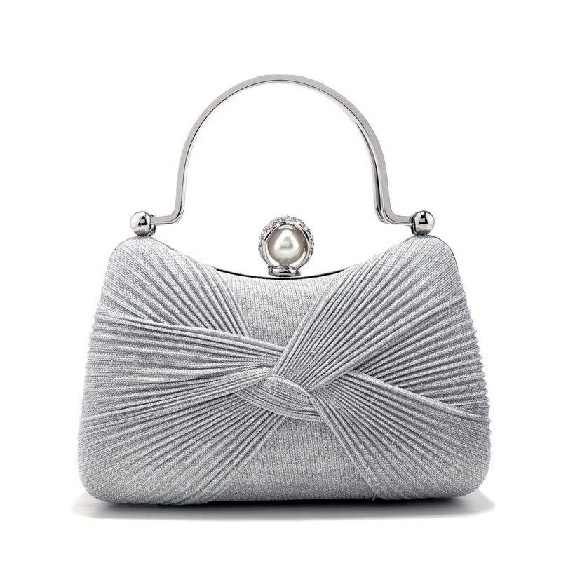 Women's Pleated Evening Bag Versatile Chain Clutch Crossbody Handbag