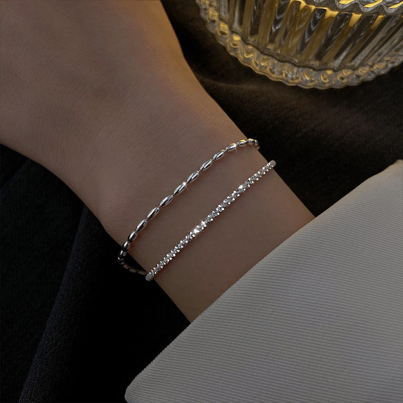 Rice Grain Double-Layer Sparkling Copper Bracelet