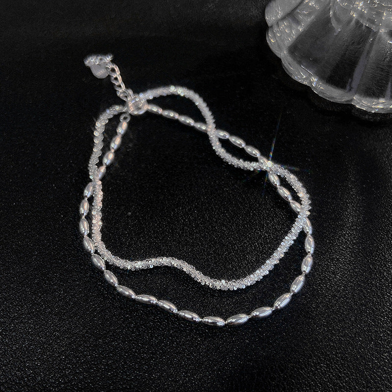 Rice Grain Double-Layer Sparkling Copper Bracelet