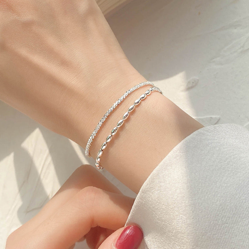 Rice Grain Double-Layer Sparkling Copper Bracelet