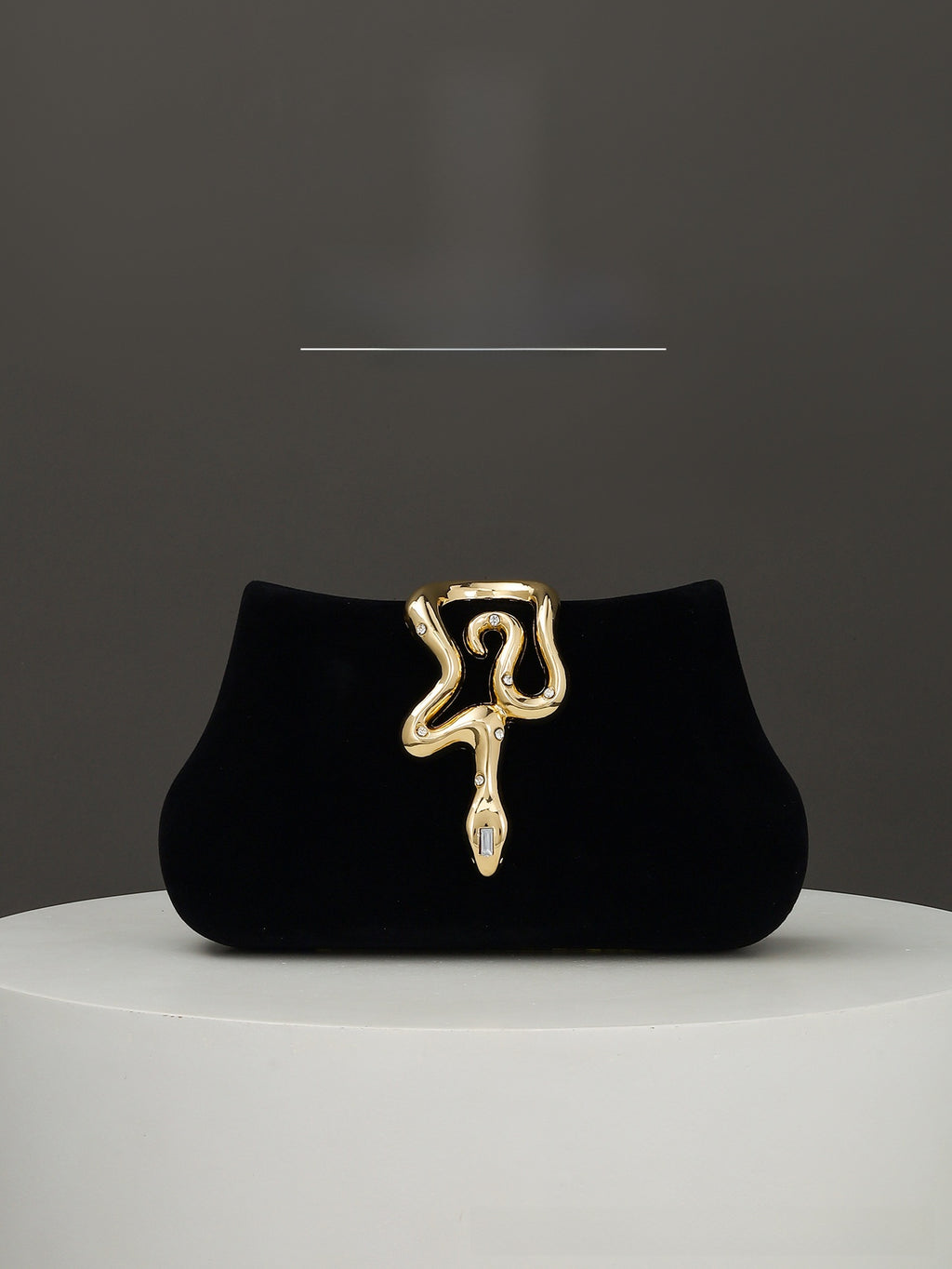 Women's Snake-Shaped Lock Velvet Chain Crossbody Evening Bag Clutch